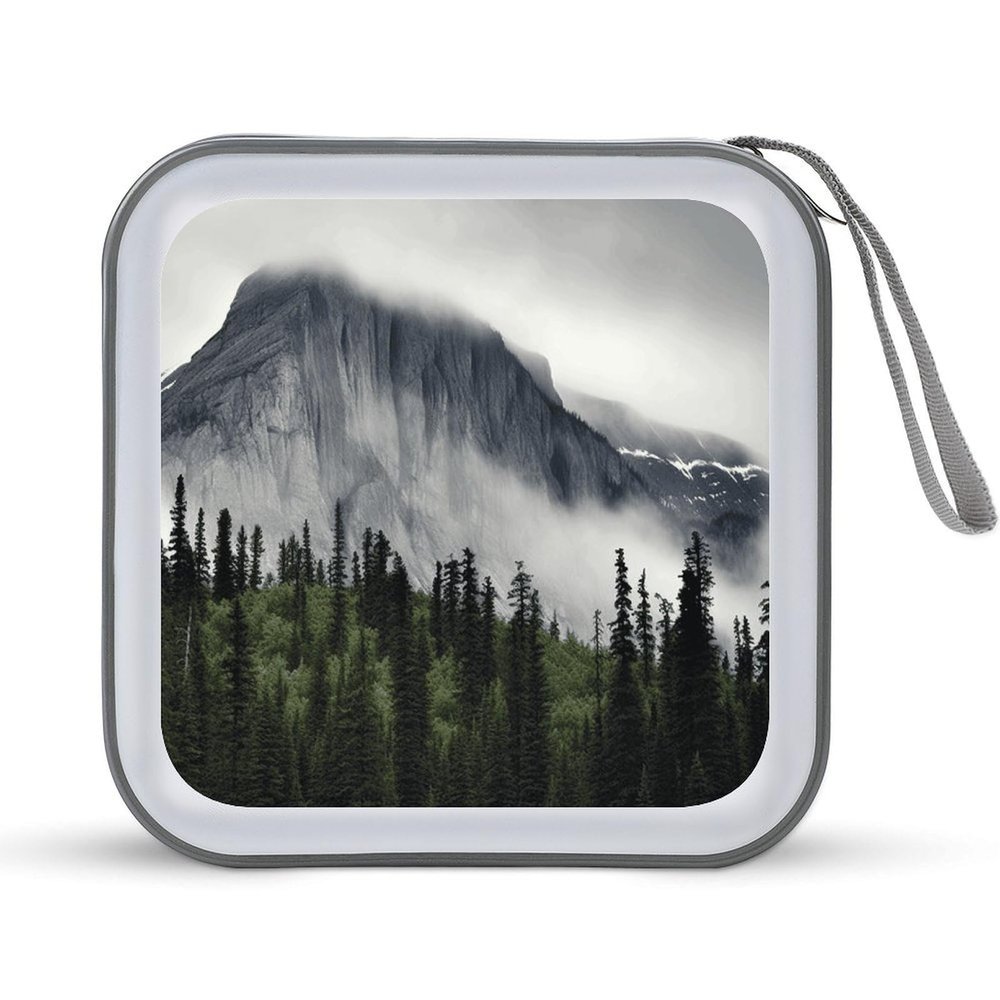 FodPand Canadian Smokey Mountain Cliff CD Case 40 Capacity CD Holder Organizer Portable Zipper DVD Collection Storage Bag Compact Cases Storage Binder Plastic Holder Disc Car Home Travel