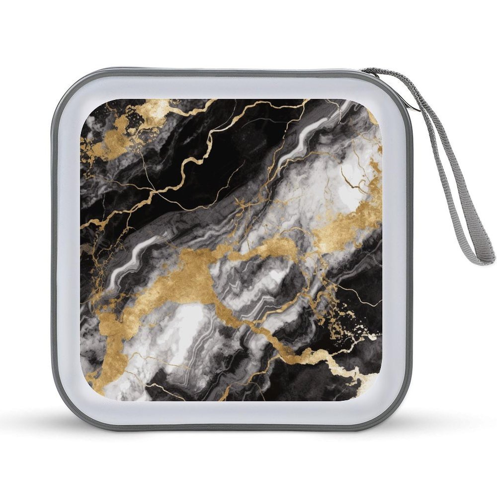 Ouyniei Black White Gold Foil Marble CD Case Binder for Travel Car DVD Storage Case DVD Storage Bag with Handles Cover CD Storage Binder for Blu-ray Movie Music Audio Disks 40 Disc Units