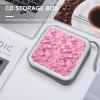 FekiLoot Pink Ribbon Pattern CD Case 40 Capacity DVD Case Holder Portable Zipper CD Cases Holder Large Storage Disc Wallet Bag Hard Plastic DVD Cases for Car Home Travel view 4