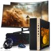 HP Half Light Gaming PC Desktop Computer  AMD Pro A10-9700,GT 1030 Graphics,16GB RAM,256GB SSD,Dual 24 Inch Curved Monitor,RGB Keyboard with AI Copilot,Mouse,WiFi,RGB Headphone,Windows 11(Renewed) view 1