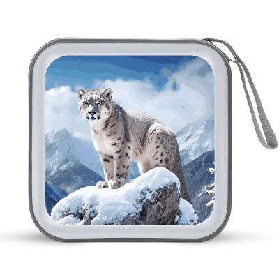 FodPand Snow Leopard Mountain CD Case 40 Capacity CD Holder Organizer Portable Zipper DVD Collection Storage Bag Compact Cases Storage Binder Plastic Holder Disc Car Home Travel