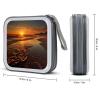FekiLoot Orange Sunrise Beach CD Case 40 Capacity DVD Case Holder Portable Zipper CD Cases Holder Large Storage Disc Wallet Bag Hard Plastic DVD Cases for Car Home Travel view 2