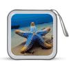 FodPand Blue Sea Star CD Case 40 Capacity CD Holder Organizer Portable Zipper DVD Collection Storage Bag Compact Cases Storage Binder Plastic Holder Disc Car Home Travel view 1