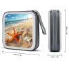FekiLoot Sea Beach Starfish CD Case 40 Capacity DVD Case Holder Portable Zipper CD Cases Holder Large Storage Disc Wallet Bag Hard Plastic DVD Cases for Car Home Travel view 2