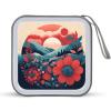 FekiLoot Sunrise And Flowers CD Case 40 Capacity DVD Case Holder Portable Zipper CD Cases Holder Large Storage Disc Wallet Bag Hard Plastic DVD Cases for Car Home Travel view 1