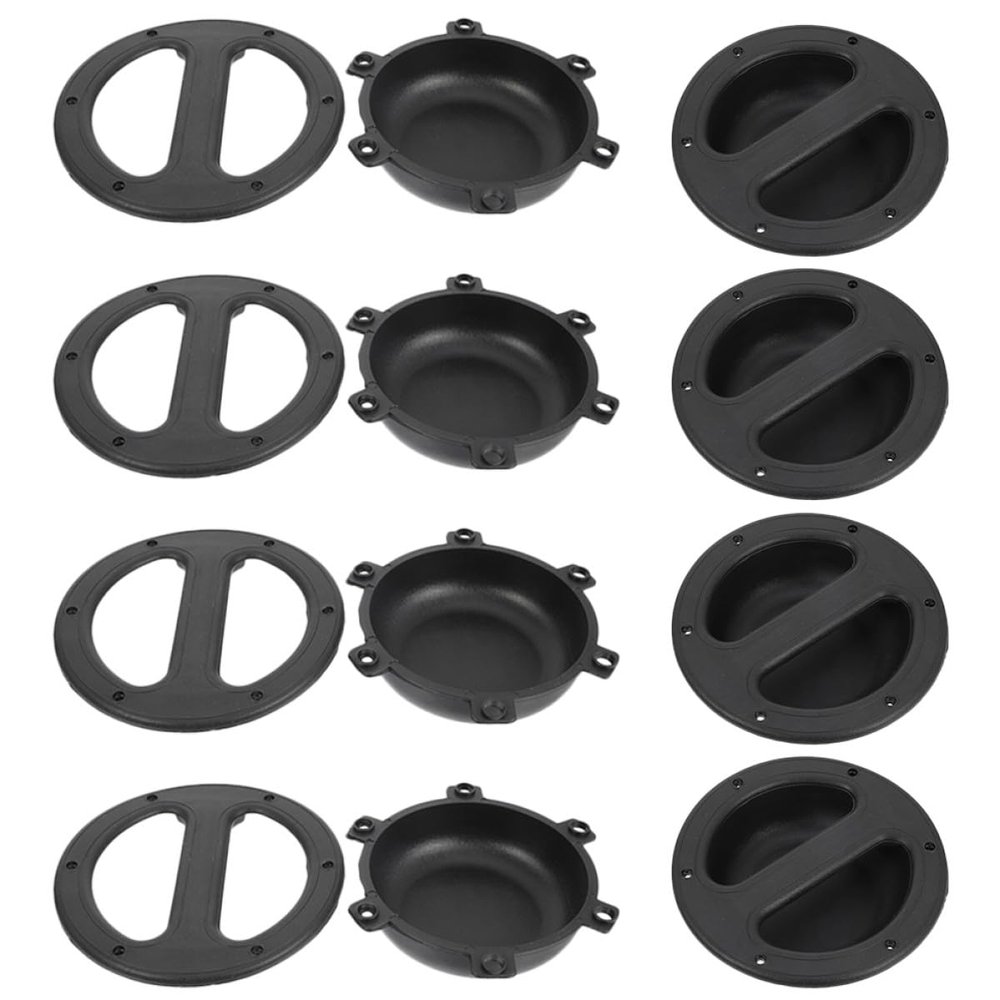 POPETPOP 8Pcs Recessed Speaker Handles Flush Mount Replacement Pulls for Portable Speaker Cabinets Heavy Duty ABS Black Handle Set for Audio Repair and Installation