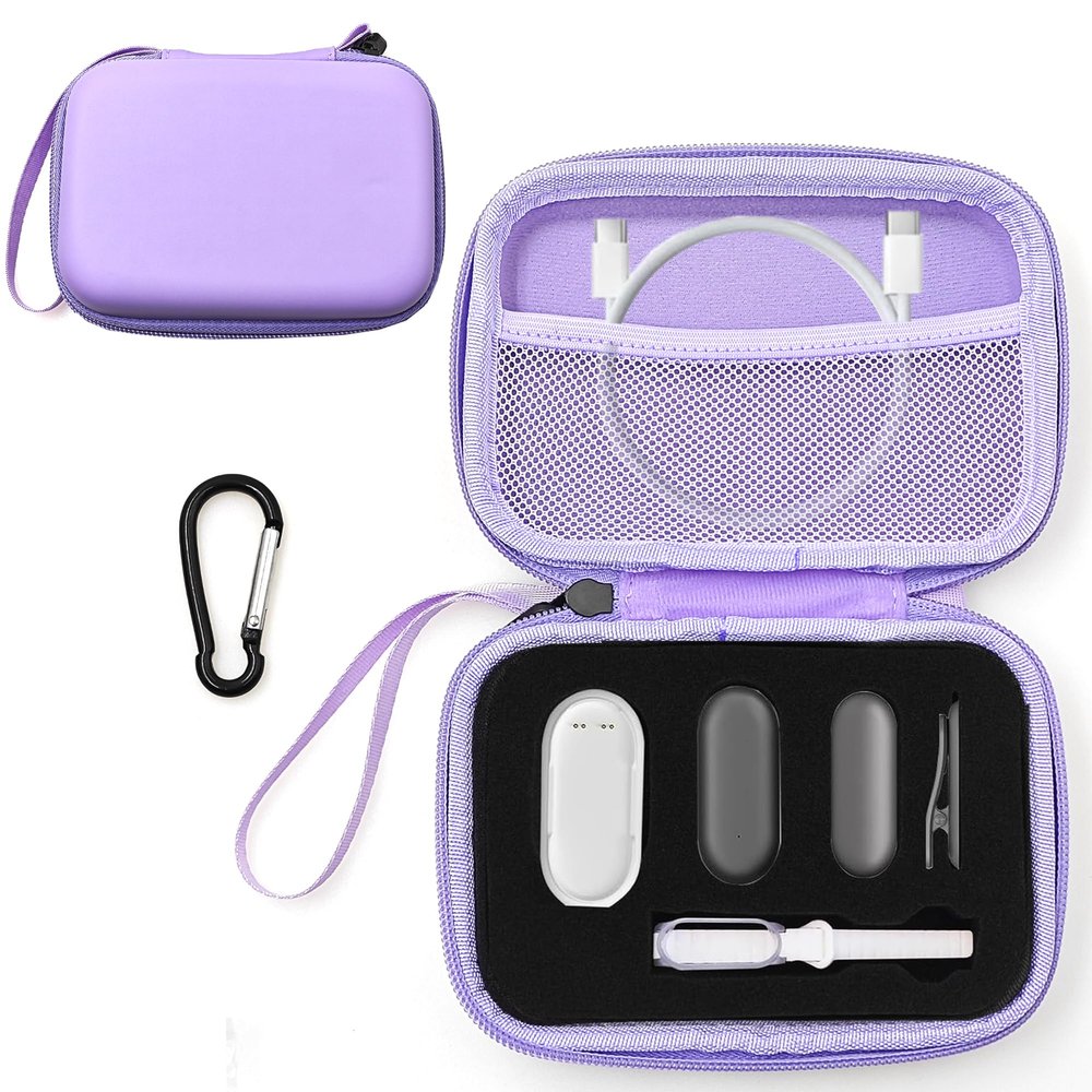 LeoTube Protective Case for PLAUD NotePin Voice Recorder - Custom Fit Foam Holds All Accessories, Waterproof & Shockproof (Case Only) (Purple)