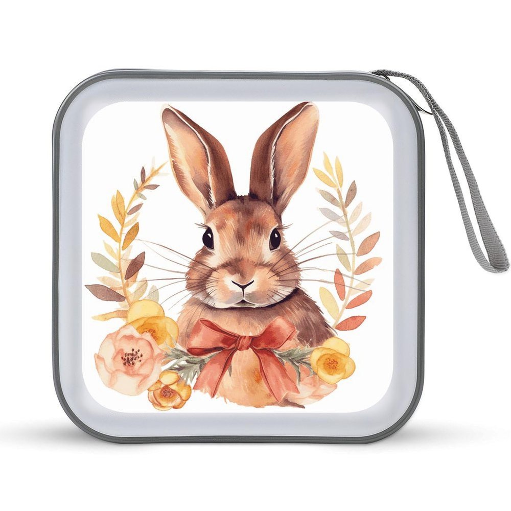 FodPand Bunny Rosette CD Case 40 Capacity CD Holder Organizer Portable Zipper DVD Collection Storage Bag Compact Cases Storage Binder Plastic Holder Disc Car Home Travel