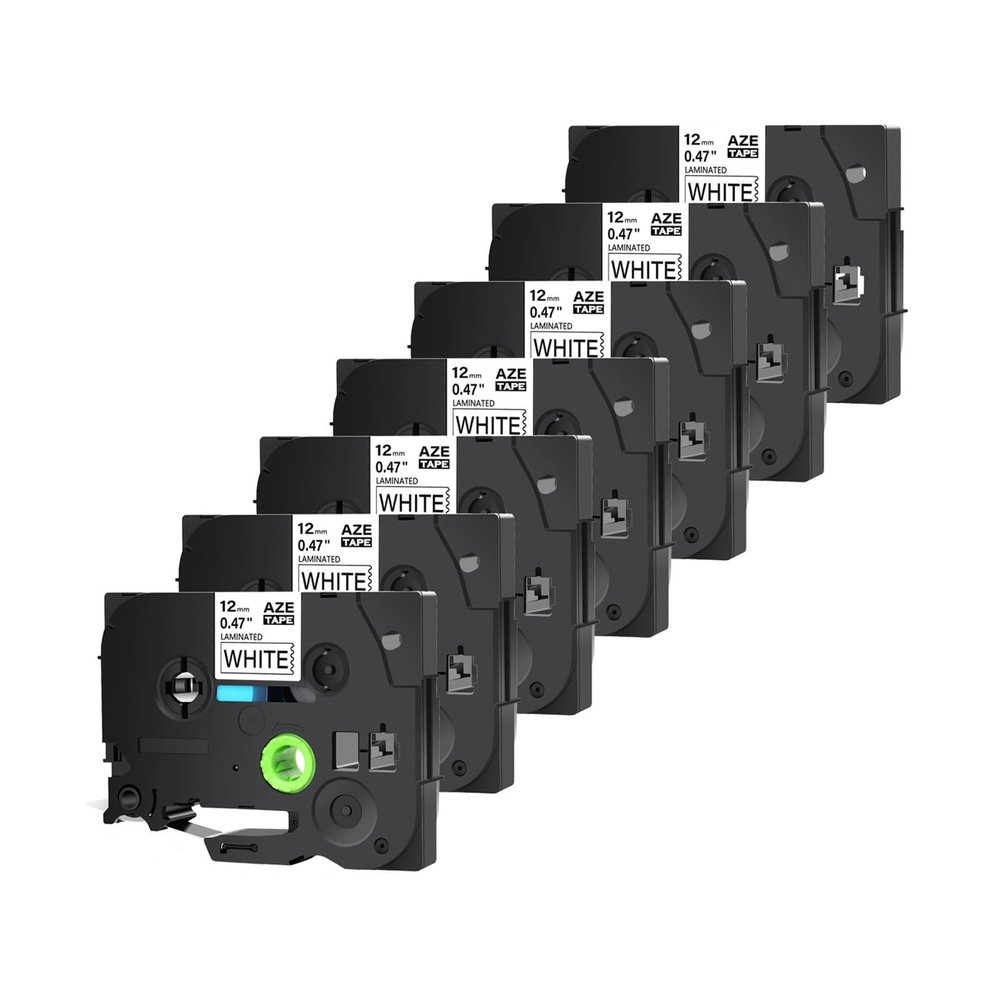 7PK 6/9/12/18/24mm TZ-231 Flexible Label Cable Tape for B-Other TZE-221 S131 FX631 621 for P-uch H110 E300 D210 Printers(7PK Black on White,18mm)