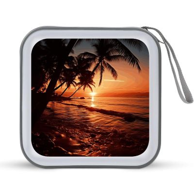FekiLoot Dusk Tropical Beach Palm CD Case 40 Capacity DVD Case Holder Portable Zipper CD Cases Holder Large Storage Disc Wallet Bag Hard Plastic DVD Cases for Car Home Travel