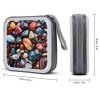 FekiLoot Color Stones Hippie CD Case 40 Capacity DVD Case Holder Portable Zipper CD Cases Holder Large Storage Disc Wallet Bag Hard Plastic DVD Cases for Car Home Travel view 2