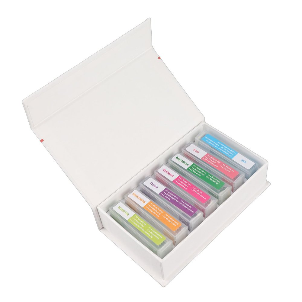 Aumotop 35pcs Biology Glass Prepared Microscope Slides Set for Children and Students to Explore Biological World with Fresh and Timely Specimens
