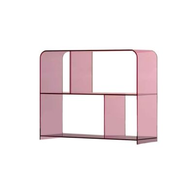 nU8kHd3 CD Storage Rack Vinyl Record Storage Rack Transparent Acrylic Bookcase Magazine Sofa Side Table(Pink)