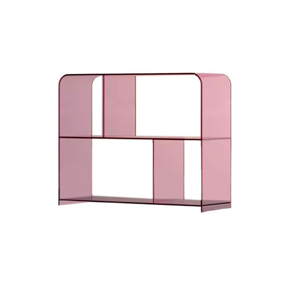 nU8kHd3 CD Storage Rack Vinyl Record Storage Rack Transparent Acrylic Bookcase Magazine Sofa Side Table(Pink)