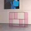 nU8kHd3 CD Storage Rack Vinyl Record Storage Rack Transparent Acrylic Bookcase Magazine Sofa Side Table(Pink) view 3