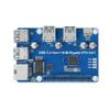 USB 3.2 Gen1 and Gigabit Ethernet HUB HAT for Raspberry Pi, 3X USB, 1x Gigabit ETH, Driver-Free view 1