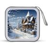 FekiLoot Christmas Winter Happy Scene CD Case 40 Capacity DVD Case Holder Portable Zipper CD Cases Holder Large Storage Disc Wallet Bag Hard Plastic DVD Cases for Car Home Travel view 1