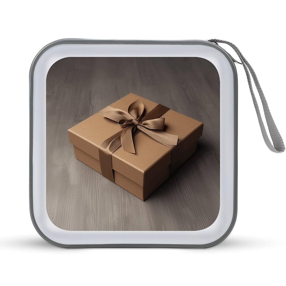FekiLoot Brown Gift Box CD Case 40 Capacity DVD Case Holder Portable Zipper CD Cases Holder Large Storage Disc Wallet Bag Hard Plastic DVD Cases for Car Home Travel