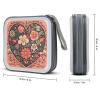 FekiLoot Heart with Flowers CD Case 40 Capacity DVD Case Holder Portable Zipper CD Cases Holder Large Storage Disc Wallet Bag Hard Plastic DVD Cases for Car Home Travel view 2