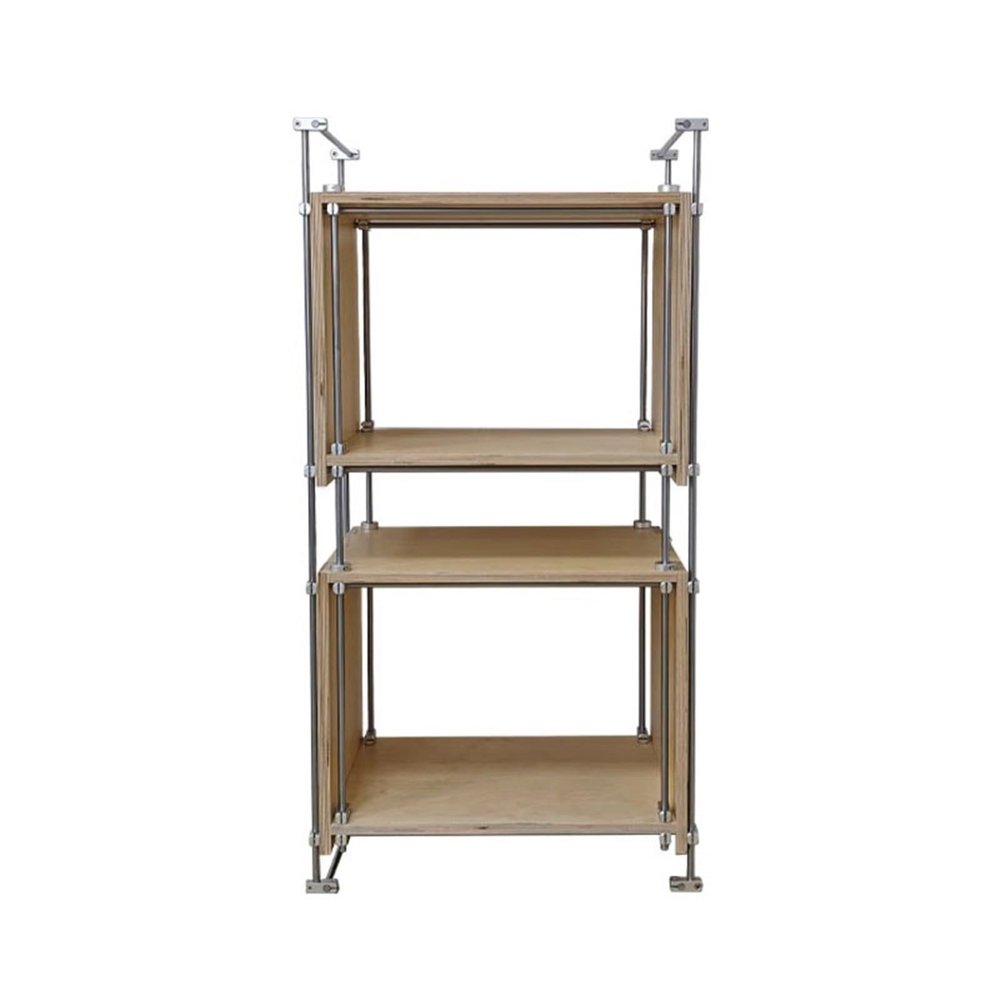 nU8kHd3 CD Storage Rack Open Wooden Vinyl Record Storage Rack Living Room Sofa Sideboard with Stainless Steel Bracket