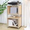 nU8kHd3 CD Storage Rack Open Wooden Vinyl Record Storage Rack Living Room Sofa Sideboard with Stainless Steel Bracket view 4