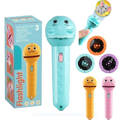 3 Slide Films Projection Torch Light Toy-24 Random Patterns, Kids Christmas Projector Flashlights, Torch Projector Flashlight for Kid,Creative Story Beam Fun Entertainment Gift (Blue)