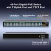 48 Port Gigabit PoE Switch with 2x1000Mbps Uplink, 2x1000Mbps SFP, GiGaPlus 48 Port IEEE802.3af/at PoE @700W, Support VLAN, Metal Housing, Desktop or Wall-Mount, Plug & Play view 2