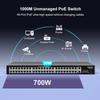 48 Port Gigabit PoE Switch with 2x1000Mbps Uplink, 2x1000Mbps SFP, GiGaPlus 48 Port IEEE802.3af/at PoE @700W, Support VLAN, Metal Housing, Desktop or Wall-Mount, Plug & Play view 4