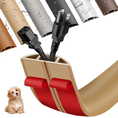 Floor Cord Cover, Floor Cable Cover, Cord Hider Floor, Soft PVC Self Adhesive, Extension Cord Covers for Floor, Prevent Cable Trips,for Offices, Gyms, Exhibitions (Light Brown, 1.97" x 10feet)