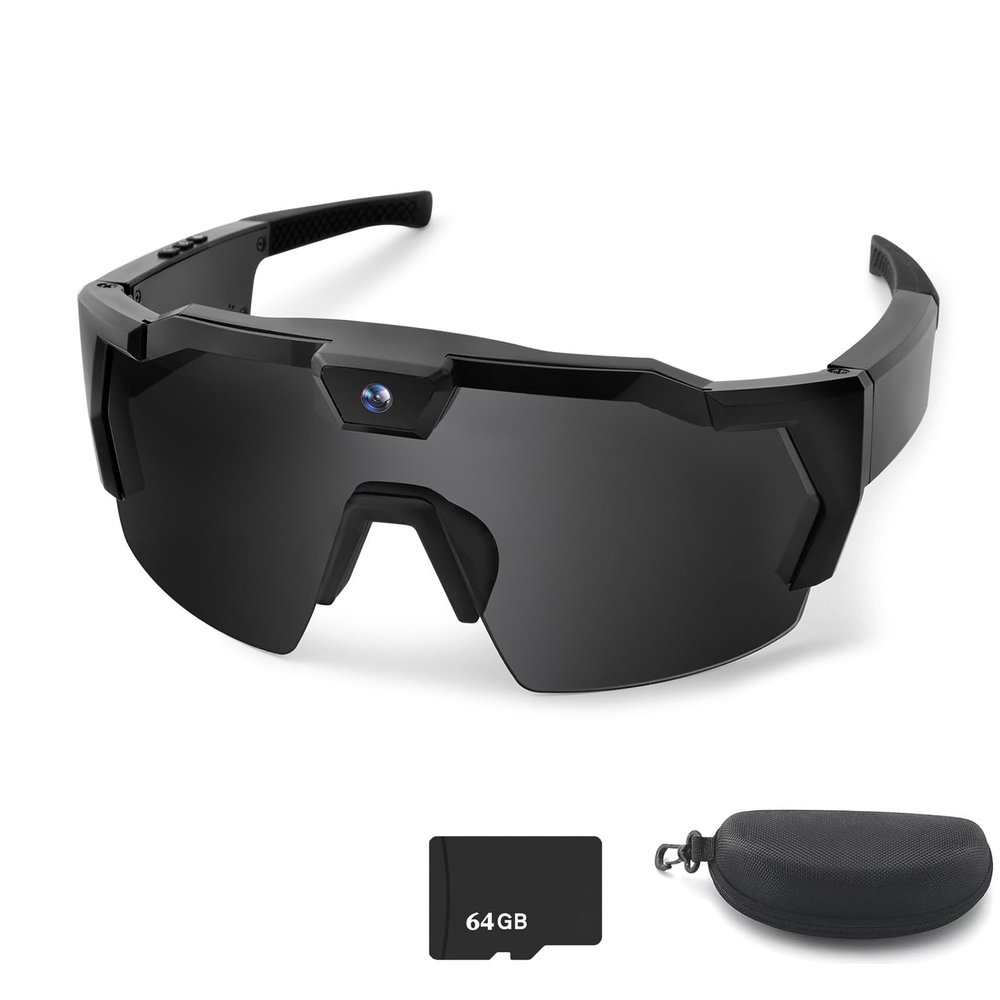 DianSCJ 2026 New Baseball Glasses with Camera, POV Recording 4K Video Camera Glasses for Men Women, for Cycling Hiking, Outdoor Activity Protect (Black-B)