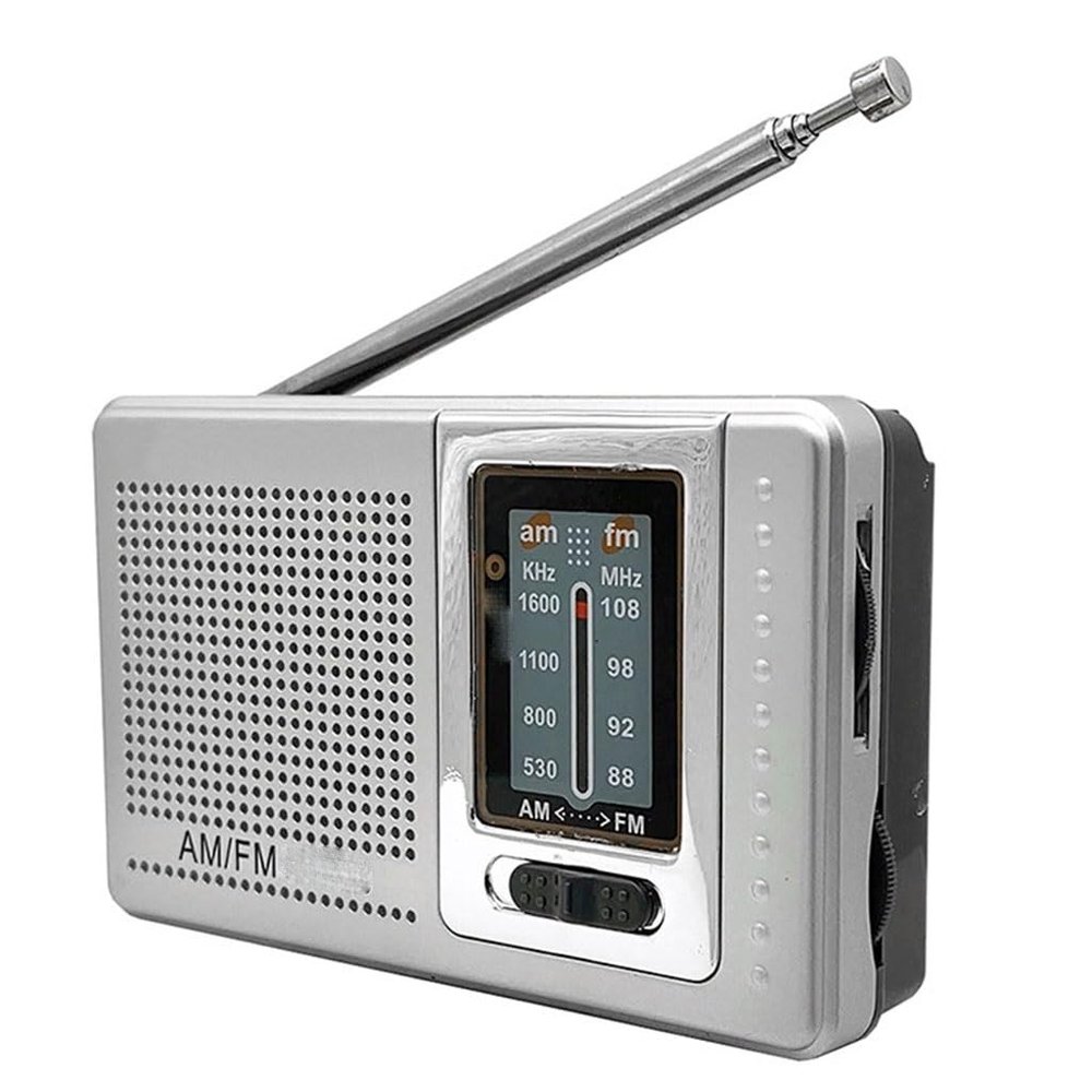 EWUROI Portable Mini Radio Band AM FM Pocket Pointer Antenna Jack Built-in Speaker