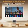 Smart Projector with Google TV, 4K Support Portable Mini Projector with Wifi and Bluetooth, Auto Focus & Obstacle Avoidance, TV Stick, 650 ANSI & Voice Control, HY350GT Home Theater Proyector Outdoor view 2