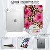 AdorableWhimsy Hibiscus Flower Case for iPad Pro 4th/3rd/2nd Gen (2022/2021/2020) 11 Inch Animal Print Aesthetic Design Y-Shaped Detachable Leather Cover Clear Hard Back Foldable Case view 4