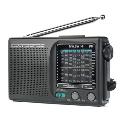 EWUROI Portable Radio FM MW(AM) SW(Shortwave) 9 Bands World Receiver Retro Pocket Speaker