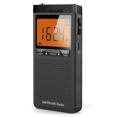 EWUROI Emergency Pocket Radio Portable Weather Warning Alarm Clock Auto-Search Channels Mini
