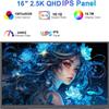 16" 2.5K 144Hz Portable Gaming Monitor 16:10 HDR Eye Careful,100% sRGB QHD2560x1600 Ultra-clear IPS Portable Monitor for Laptop with Built-in Speakers,External Second Screen for PC Phone Game Console view 2