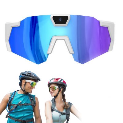 4K HD POV Sports Glasses with Camera, for Smart Camera Glasses for Action Sports, HD Video Recording Glasses (Ice Blue Lenses,16G)