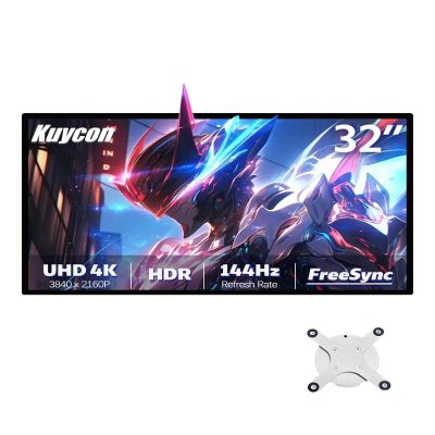 Kuycon P32K 32 inch FHD (3840 x 2160) 4K 144HZ Gaming Monitor, IPS Black Panel, 1.07 Billion Colors, 99% sRGB, 5ms,HDR10,G-Sync FreeSync,HDMI,DP,VESA,178 Viewing Angle (Minimalist - Without Stand)
