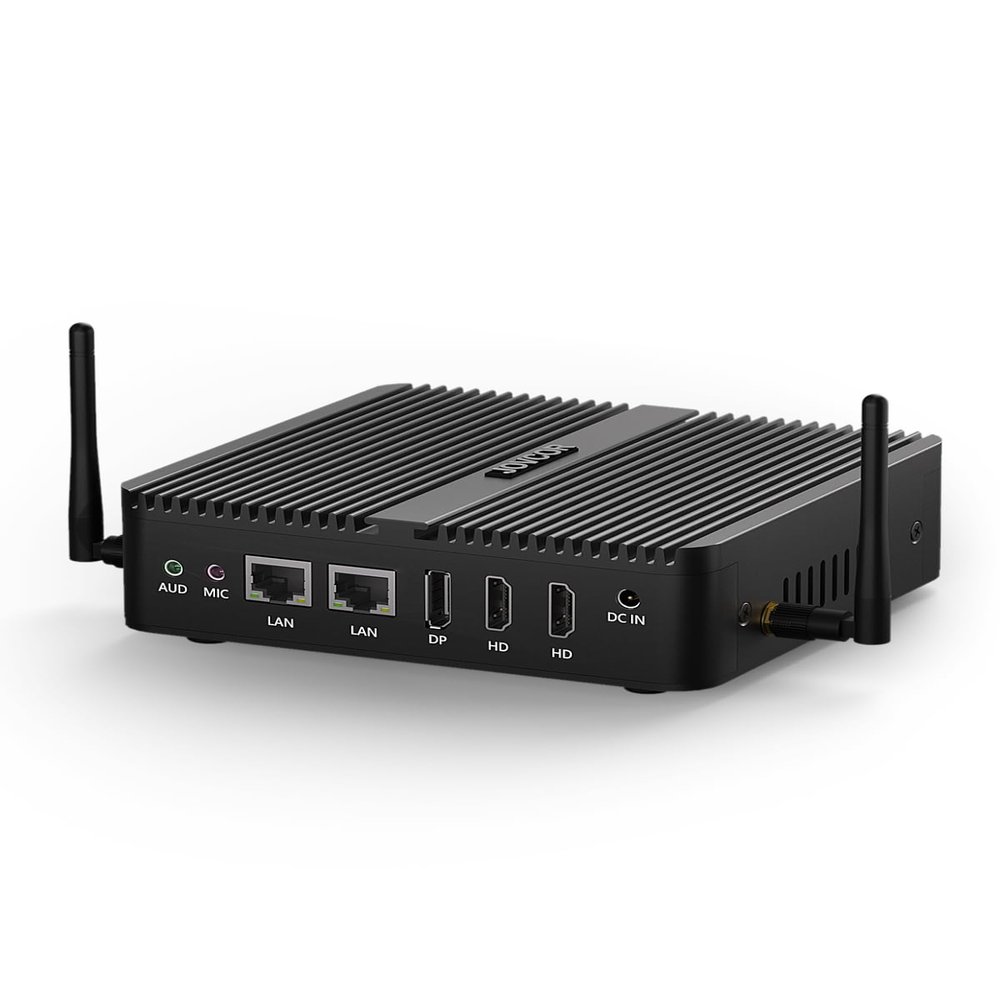JOVCOR Fanless Mini PC, Industrial Computer N100, Fanless PC Windows 11 Pro, 8GB RAM 256GB NVME SSD, 4K Dual Display, for Industrial Applications