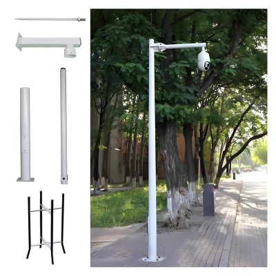2-3 Sections Assembled Weatherproof Camera Mounting Pole Camera Bracket, Segmented Security Camera Pole Outdoor, Universal Security Cameras Poles for Street/Yard(White-C,3 Sections-11.5 ft/3.5 m)