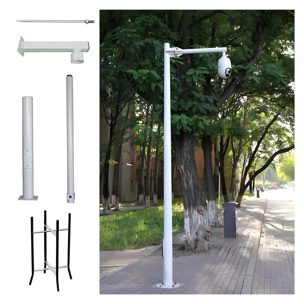 2-3 Sections Assembled Weatherproof Camera Mounting Pole Camera Bracket, Segmented Security Camera Pole Outdoor, Universal Security Cameras Poles for Street/Yard(White-C,3 Sections-11.5 ft/3.5 m)
