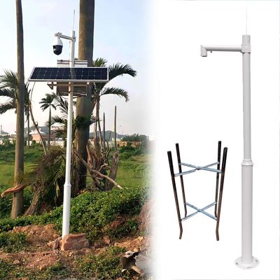 Heavy-Duty Waterproof Antirust Ground Pole for Farms/School/Intersections/Tourist Sites, Outdoor Universal Security Camera Extension Rod with Suspended Bracket(6 m/19.7 ft)
