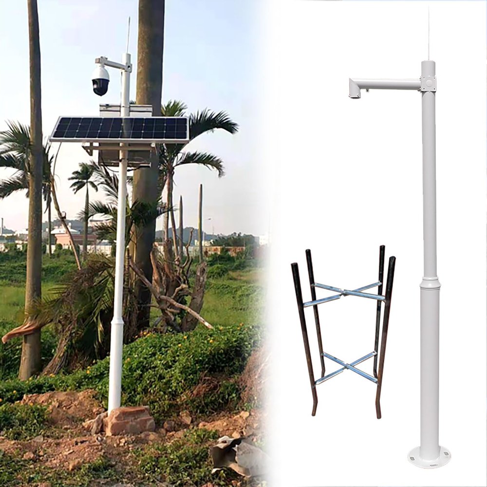 Heavy-Duty Waterproof Antirust Ground Pole for Farms/School/Intersections/Tourist Sites, Outdoor Universal Security Camera Extension Rod with Suspended Bracket(6 m/19.7 ft)