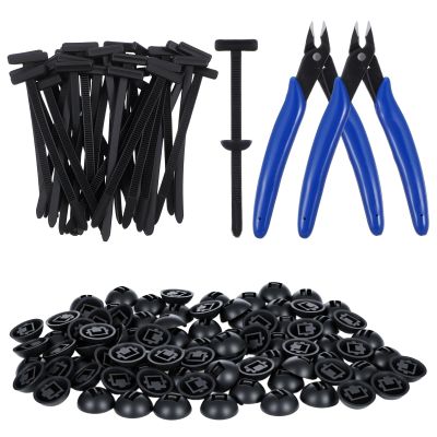 400 Pcs Heavy-Duty Self-Locking Cable Tie Buckle Kit Includes 2 Flush Cutters & Pliers Tip Protectors for Car Repairs, Home, Office & Outdoor Organization