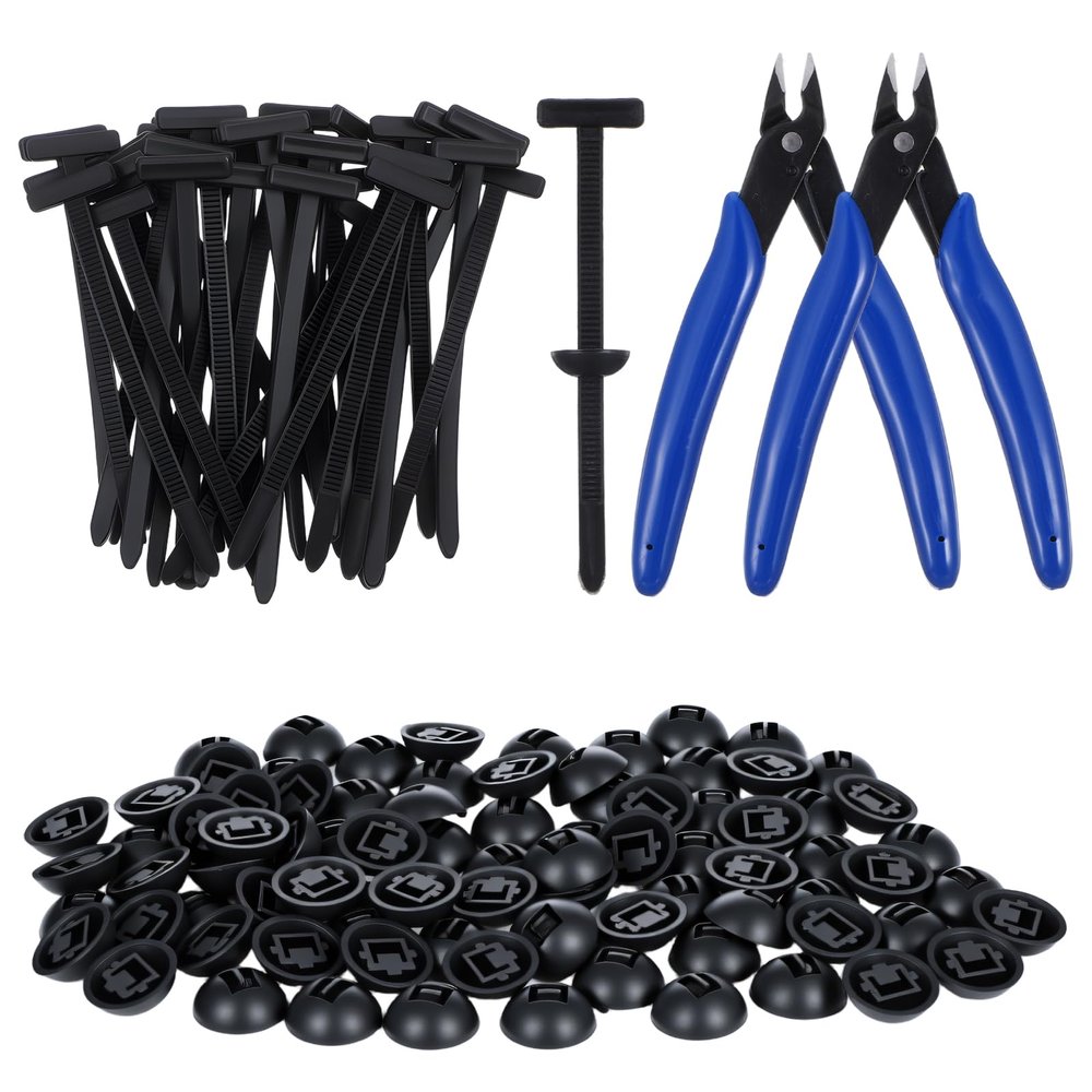 400 Pcs Heavy-Duty Self-Locking Cable Tie Buckle Kit Includes 2 Flush Cutters & Pliers Tip Protectors for Car Repairs, Home, Office & Outdoor Organization