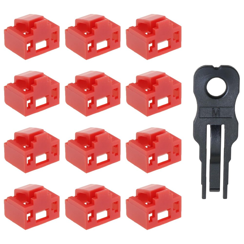 Heyous 12PCS RJ45 Network Port Lock with Key Anti Dust Protector Cover Suitable for Laptop Router Switches