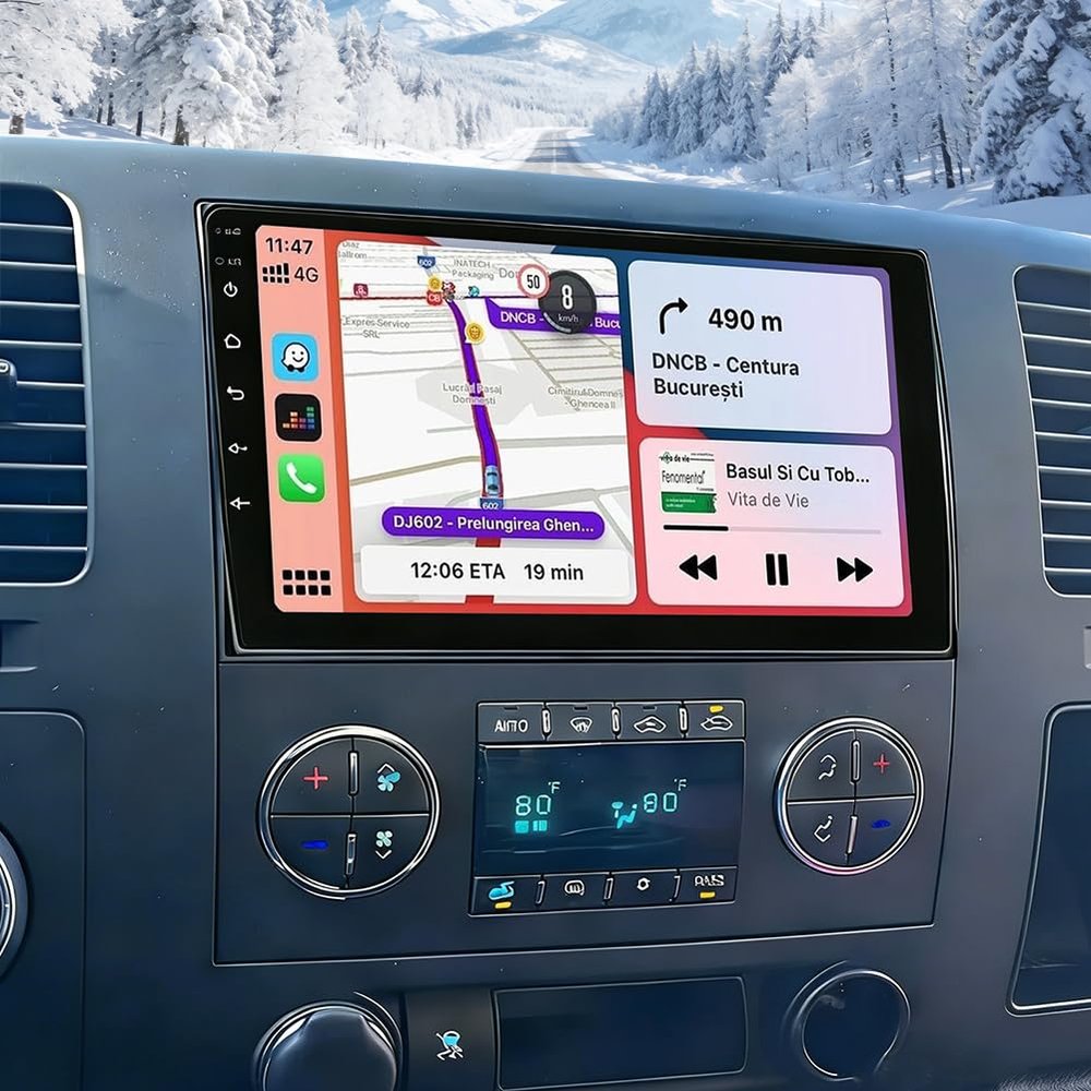 4+64G Car Stereo for Chevy Silverado 1500 2500 2007-2014 Head Unit with Carplay Android Auto GPS Android 14 10 inch Touch Screen Bluetooth WiFi FM RDS Radio Split Screen SWC Mirror Link Camera