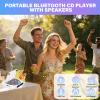 Portable CD Player with Bluetooth, Rechargeable CD Player for Car/Home, Small CD Players with Speakers & Headphones, Support CD/AUX/USB and Repeat Modes, Ideal for Audiobooks & Gifts (White) view 2
