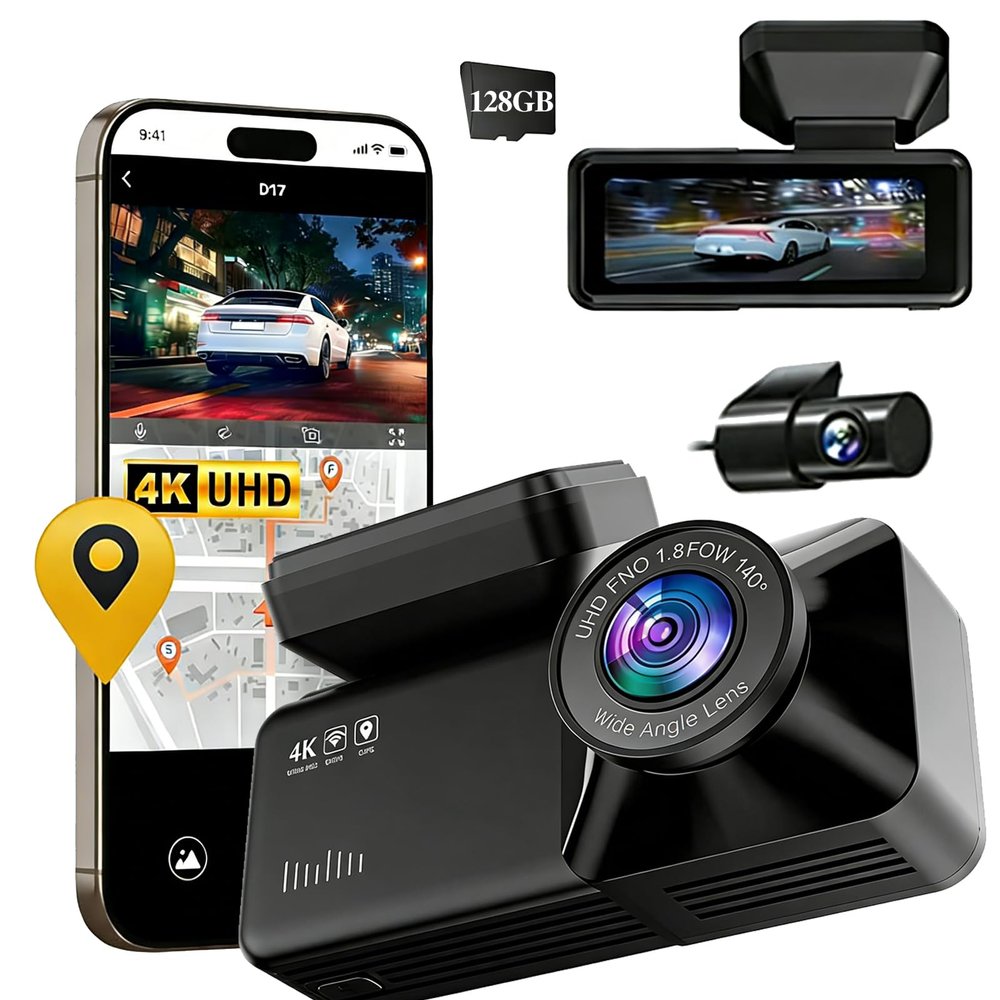 2026 Upgraded Dash Cam Pro 4K Wireless Car Dashcam Front Rear, Mirror Dash Cam Front and Rear, GPS, 256gb Card, 5.8ghz WiFi,Night Vsion & Parking Mode (128g)