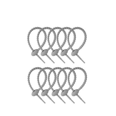 Cable Ties 50pcs 18cm Silicone Reusable Bag Ties Twist Wire Fasten Cable Zip Tie Headset Data Lines DIY for Home Office School(50PCS Gray)